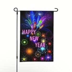 Happy New Year Welcome Garden Flag, Fireworks No Flagpole NIP
